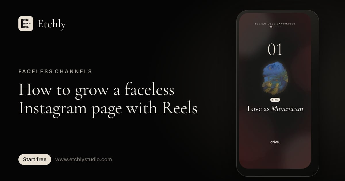 Vertical Reel titled Zodiac love languages, showing 01, a watercolor illustration of a car at night and the line Love as Momentum