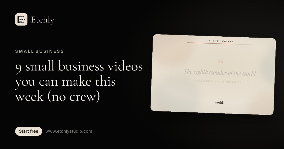 Horizontal illustrated explainer video frame, the kind of video a small business can make without a crew